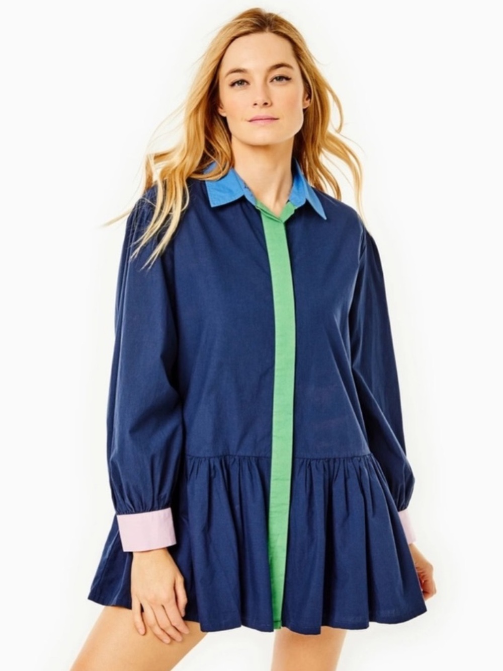 NWT Addison Bay Lane Color Block Peplum Mini Shirt Dress Sz XL